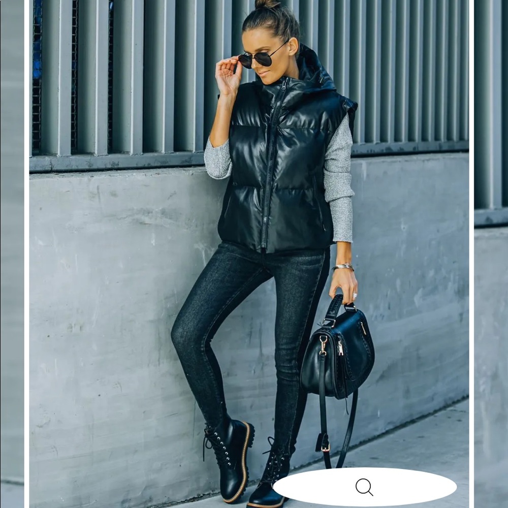 Vici Black Faux Leather Puffer Vest- NWOT S. Super warm/comfy and very chic.